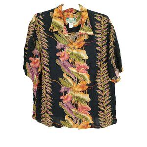 Kamehameha Mens XL Hawaiian Shirt Vintage Floral Print Button-Down Short Sleeve